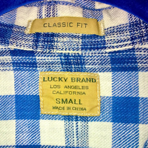 Lucky Brand Blue / White Short Sleeve Casual Button-Up Western Shirt - Picture 2 of 3